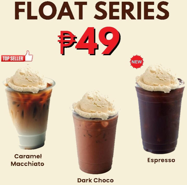 Dreamer's Coffee Shop add-on floater menu featuring chocolate, macchiato, and espresso.